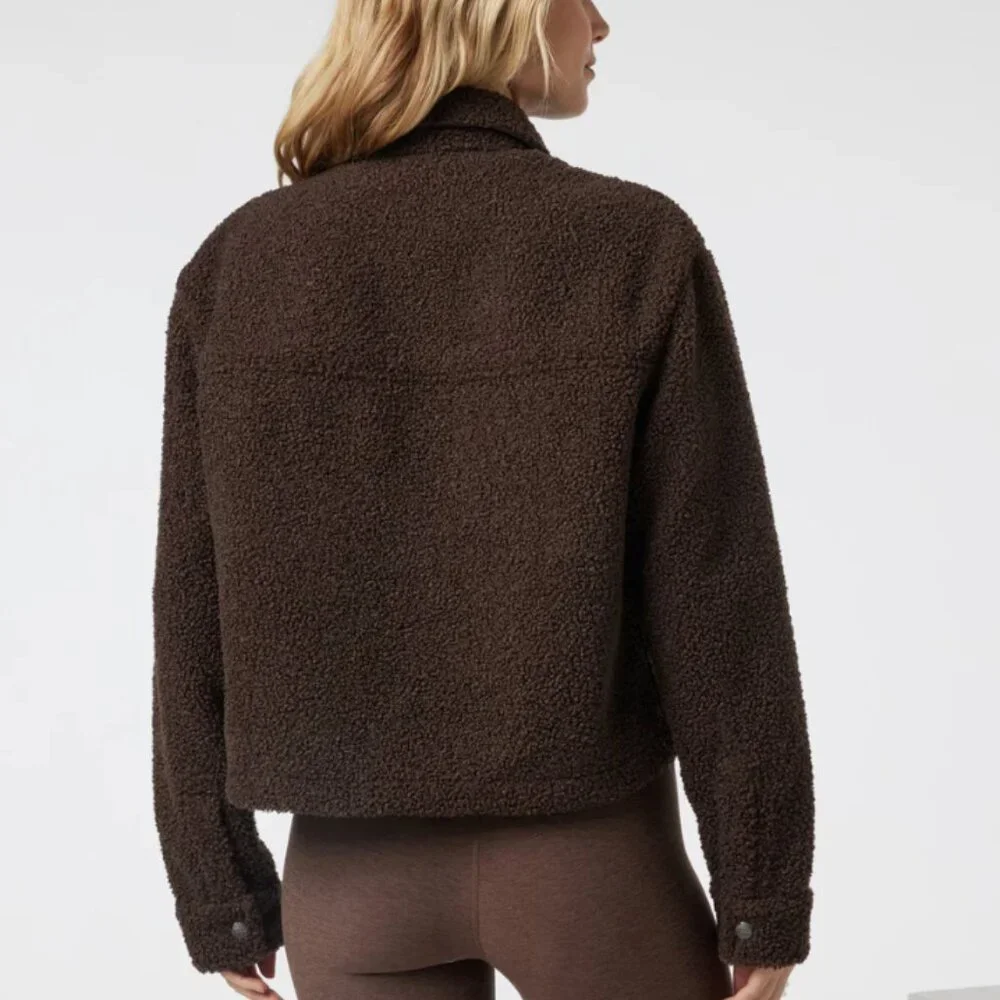 Vuori Jacket Womens M Sycamore Short Shirt Jacket Snap Button Fleece Brown Java - Picture 2 of 9